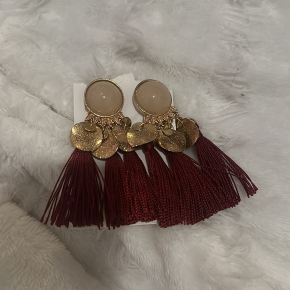 Vintage burgundy gray‎ earrings NWT - Picture 4 of 5